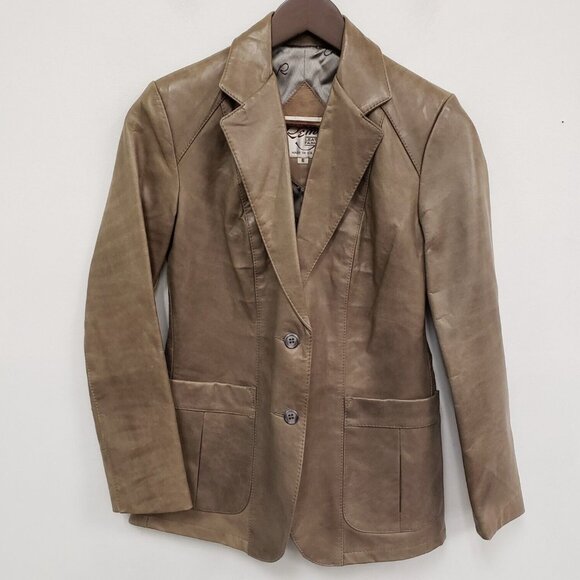 Remy Jackets & Blazers - Vintage Remy Womens Leather Blazer Size 6 Brown Western Edgy Neutral Career